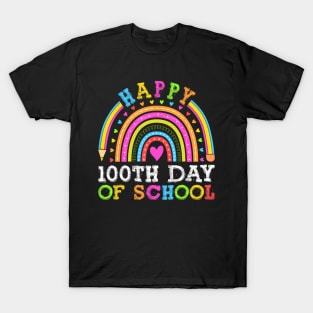 Happy 100Th Day Of School Teacher Kids 100 Days Rainbow Girl T-Shirt